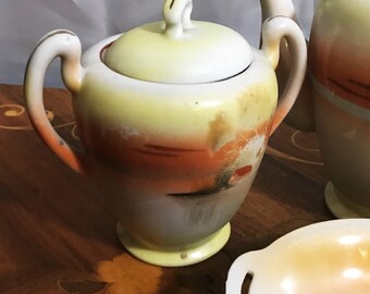 Vintage Orange Sunset Japanese Tea Set, Made in China - Etsy