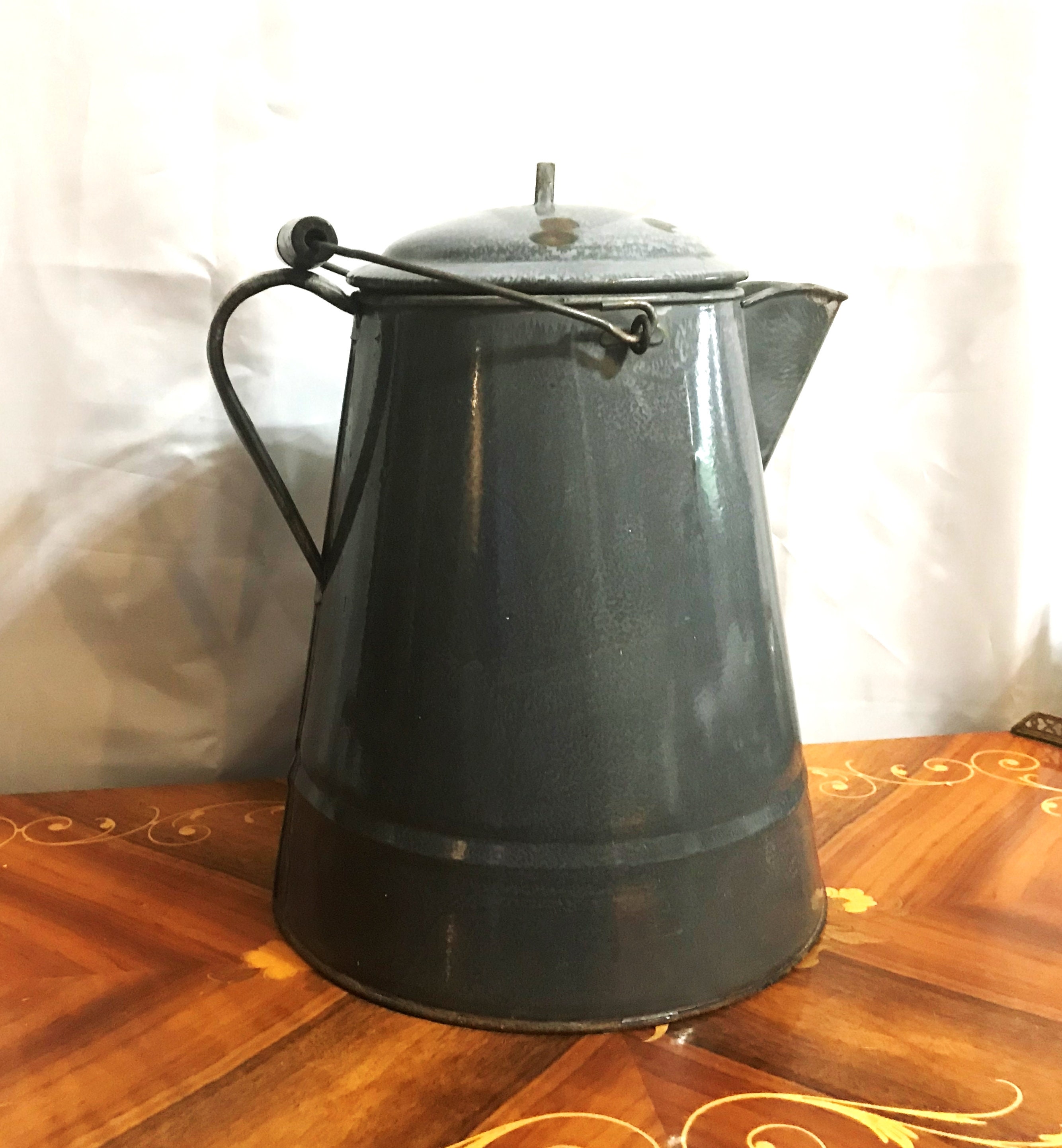 Black Vintage Speckled Graniteware Coffee Pot - Gaslight Square