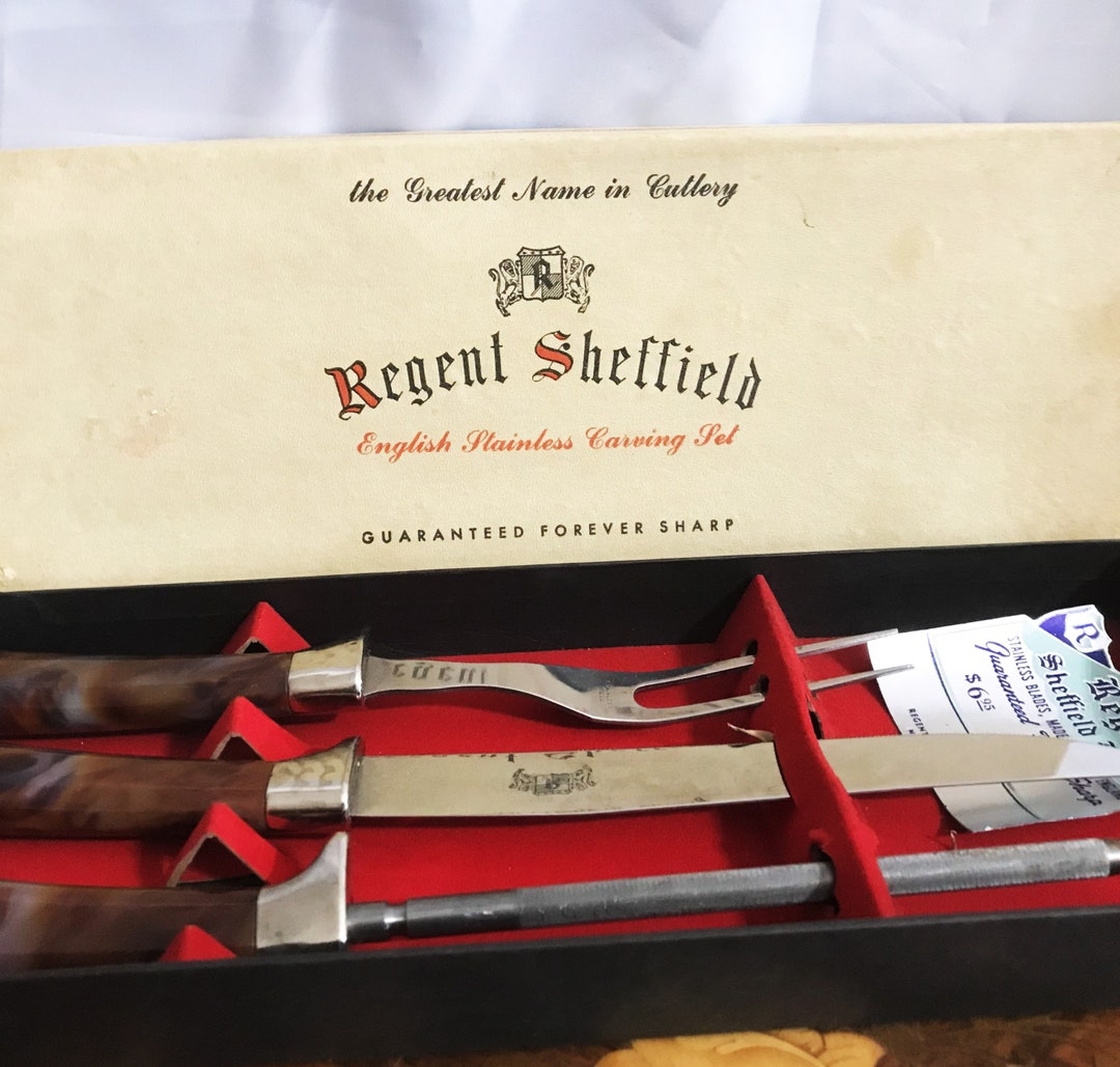Vintage Sheffield Carving Serving Knife Set 3 Piece Nice Shape Etsy