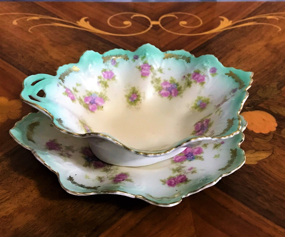 Antique Porcelain Dish, M Z Austria, Moritz Zdekauer, Hand Painted