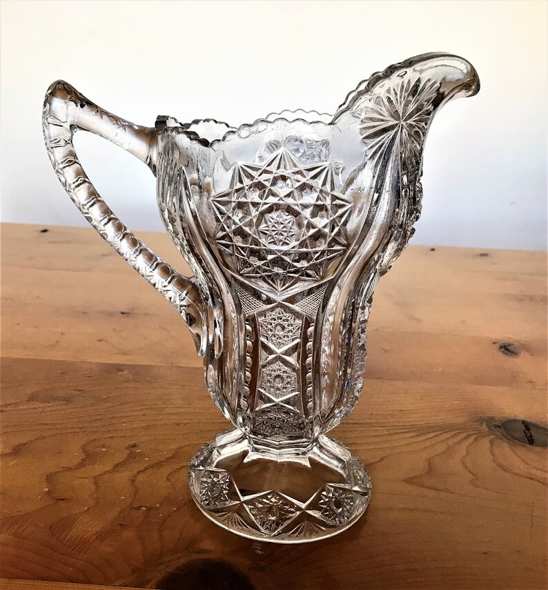 Antique Early American Pattern Glass Pitcher Indiana Glass Etsy