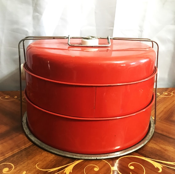 Vintage Red Three Pie Carrier Pie Carrier Pot Luck Dinners Etsy