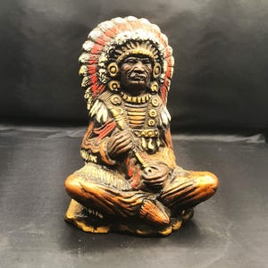 インディアンチーフ陶器製置物 レトロ、アンティーク Chalkware Indian Chief - Etsy