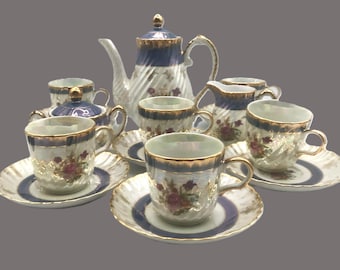 Vintage Fresh China Hand Painted Lusterware Tea Set, Gold Trim, Japan
