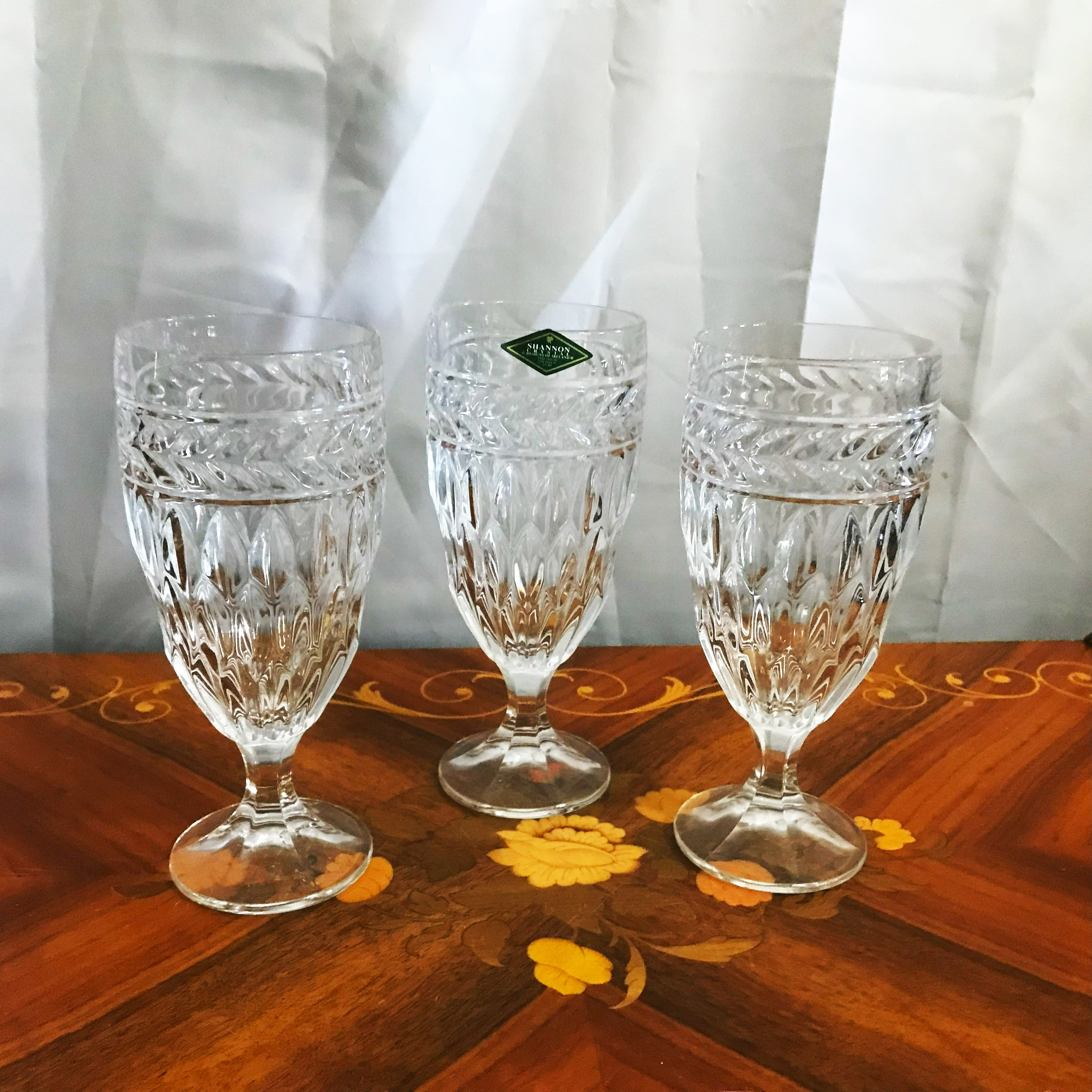 Lead Crystal Shannon DUBLIN 12 Wine Glasses Goblets Godinger Stemware
