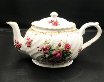 Arthur Wood & Son English Teapot Pattern 6664 with Roses and Gold Trim