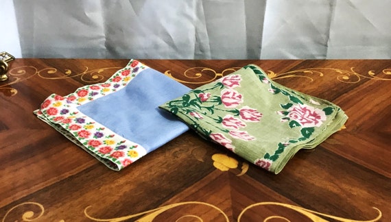 Two Vintage Handkerchiefs, Vintage Hankies, Flora… - image 8