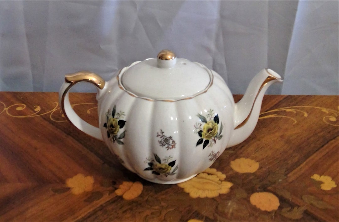 Vintage Gibson Teapot With Yellow Roses and Gold Trim Etsy