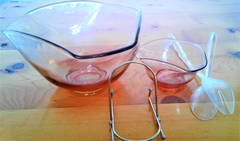 Vintage Five Piece Ruby Chip And Dip Salad Set In Original Box By Indiana Glass Company Dunkirk Indiana