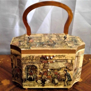 Vintage Anton Pieck Decoupage Box Purse With Bakelite Handle - Etsy