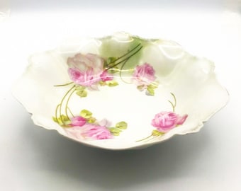 Antique Fine China RS Germany Serving Bowl with Pink Roses, Home Decor, Porcelain, Collectible