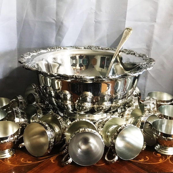 Shop Silver Punch Bowl Online Etsy