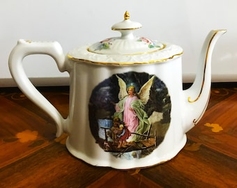 Fielders Keepsakes Angel and Child Fine Porcelain Teapot with Gold Trim