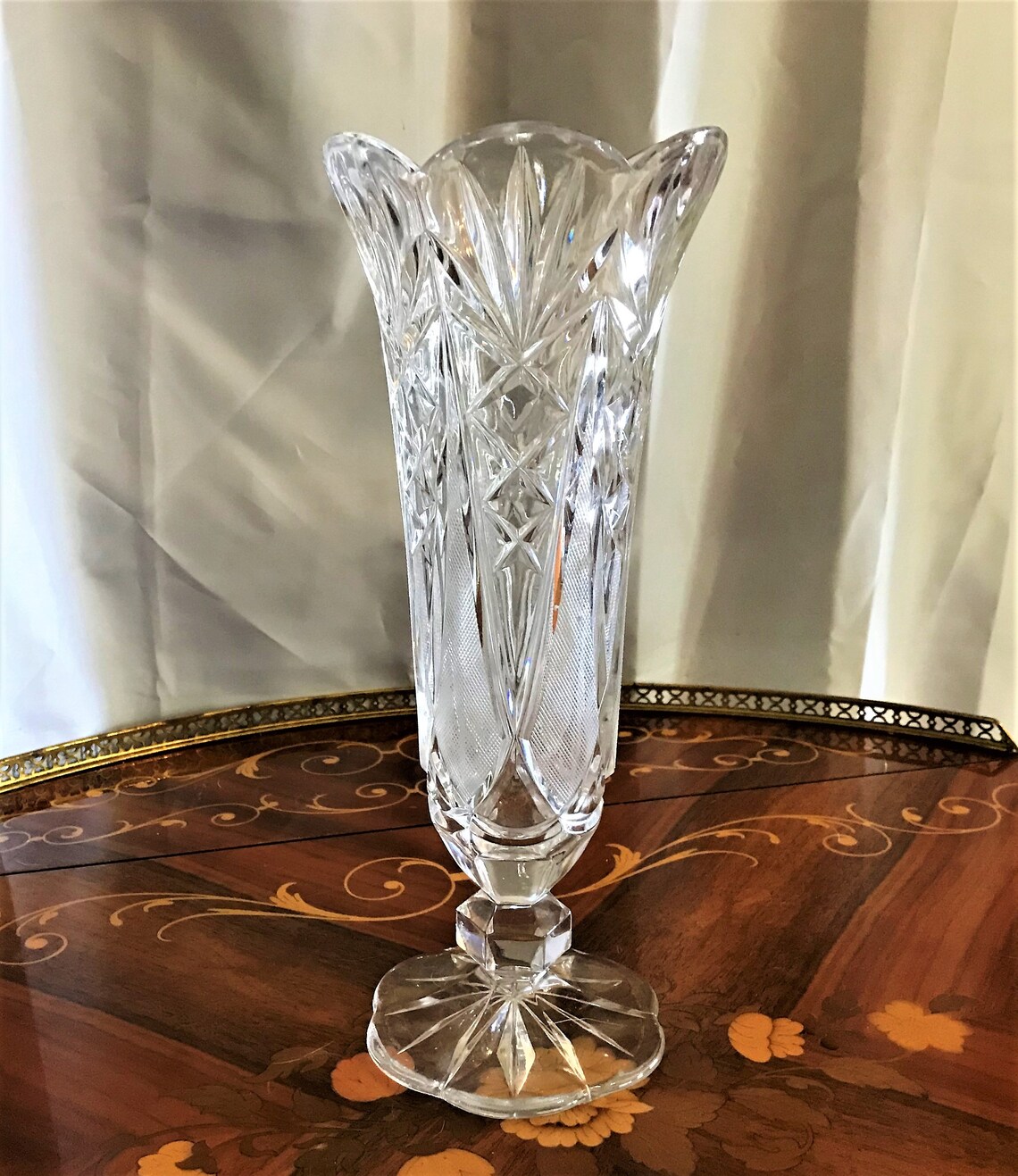 Vintage Lead Crystal Pedestal Vase Home Decor Cut Glass Etsy