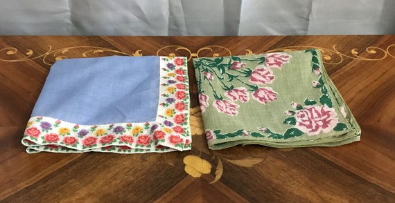 Two Vintage Handkerchiefs, Vintage Hankies, Flora… - image 9