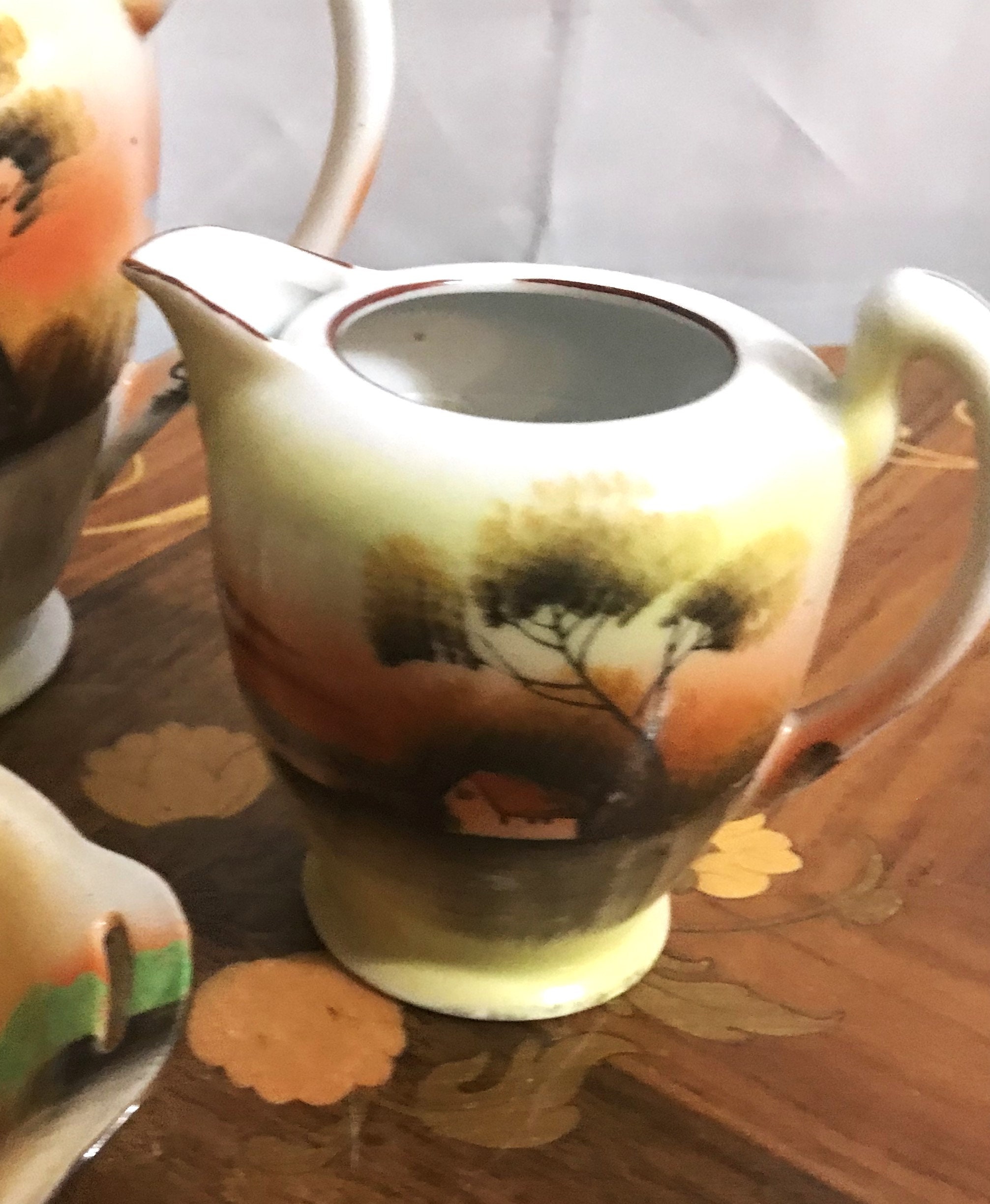 Vintage Orange Sunset Japanese Tea Set, Made in China - Etsy