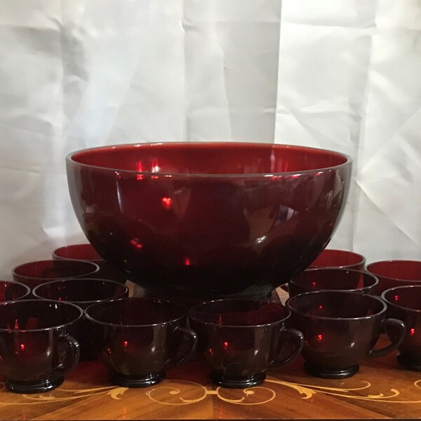 Ruby Red Punch Bowl Etsy