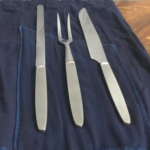Vintage Stainless-Steel Carving Set in a Cloth Wrapper