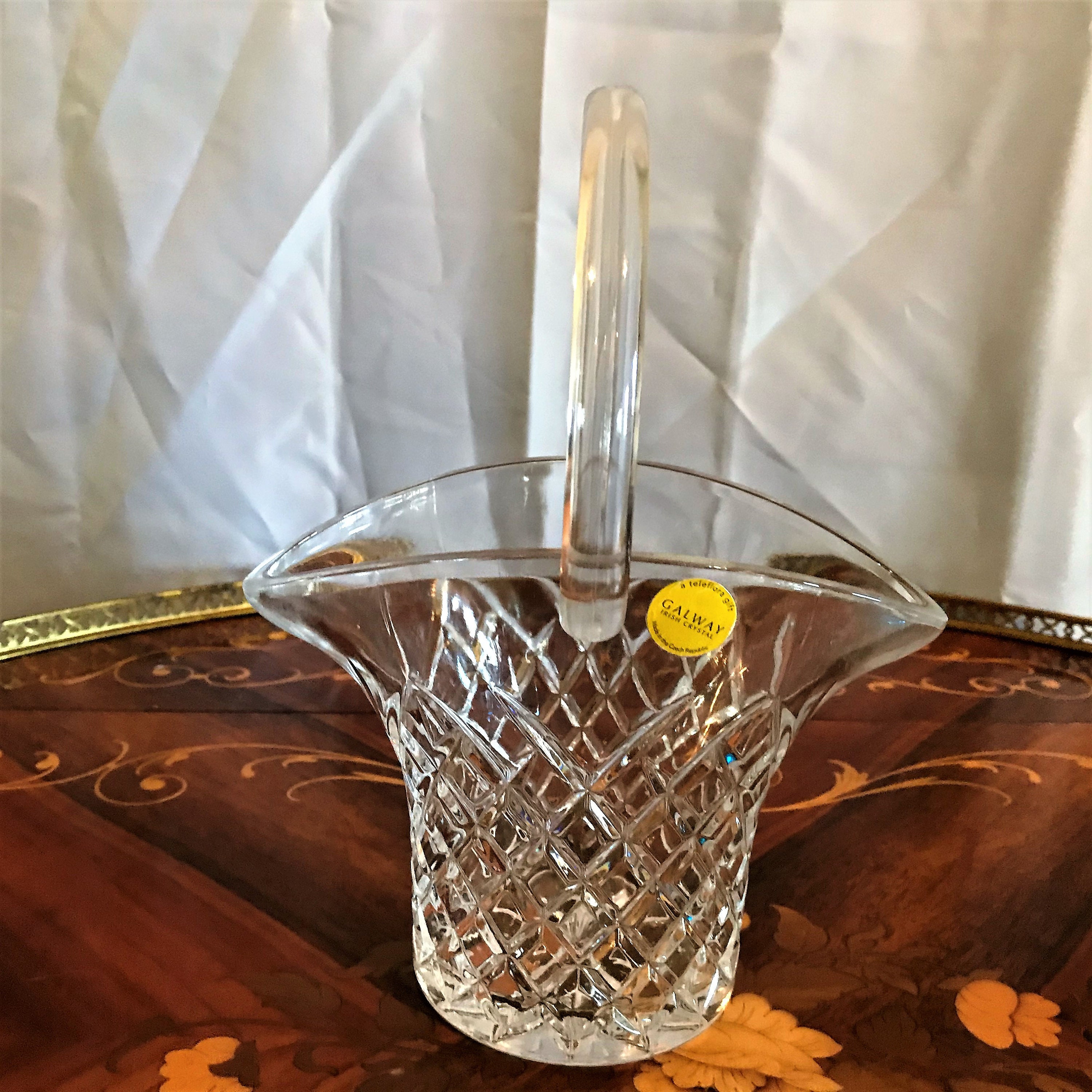 Vintage Galway Irish Crystal Basket: Diamond Cut Glass Decor - Etsy