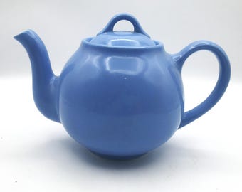Vintage Lipton Blue Teapot 5" Tall without Lid Made in USA