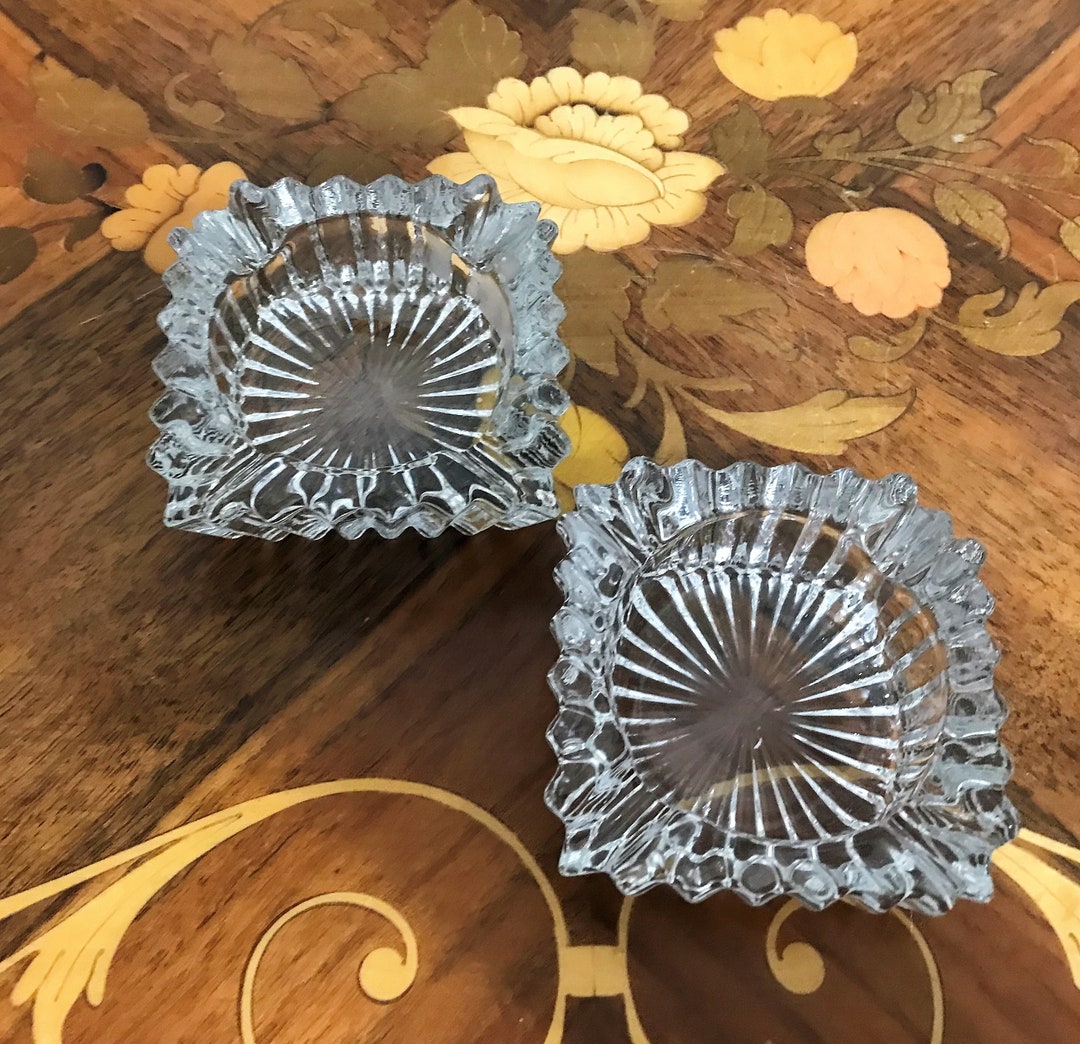 Vintage Pair of Lead Crystal Ash Trays, Clear Glass, Tobacciana Etsy