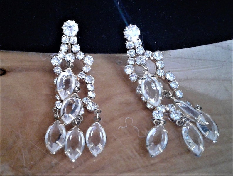 Vintage Rhinestone Clip On Drop Or Dangle Style Earrings #Accessories #Jewelry # Decoritive