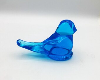 Blue Bird of Happiness Glass Paperweight