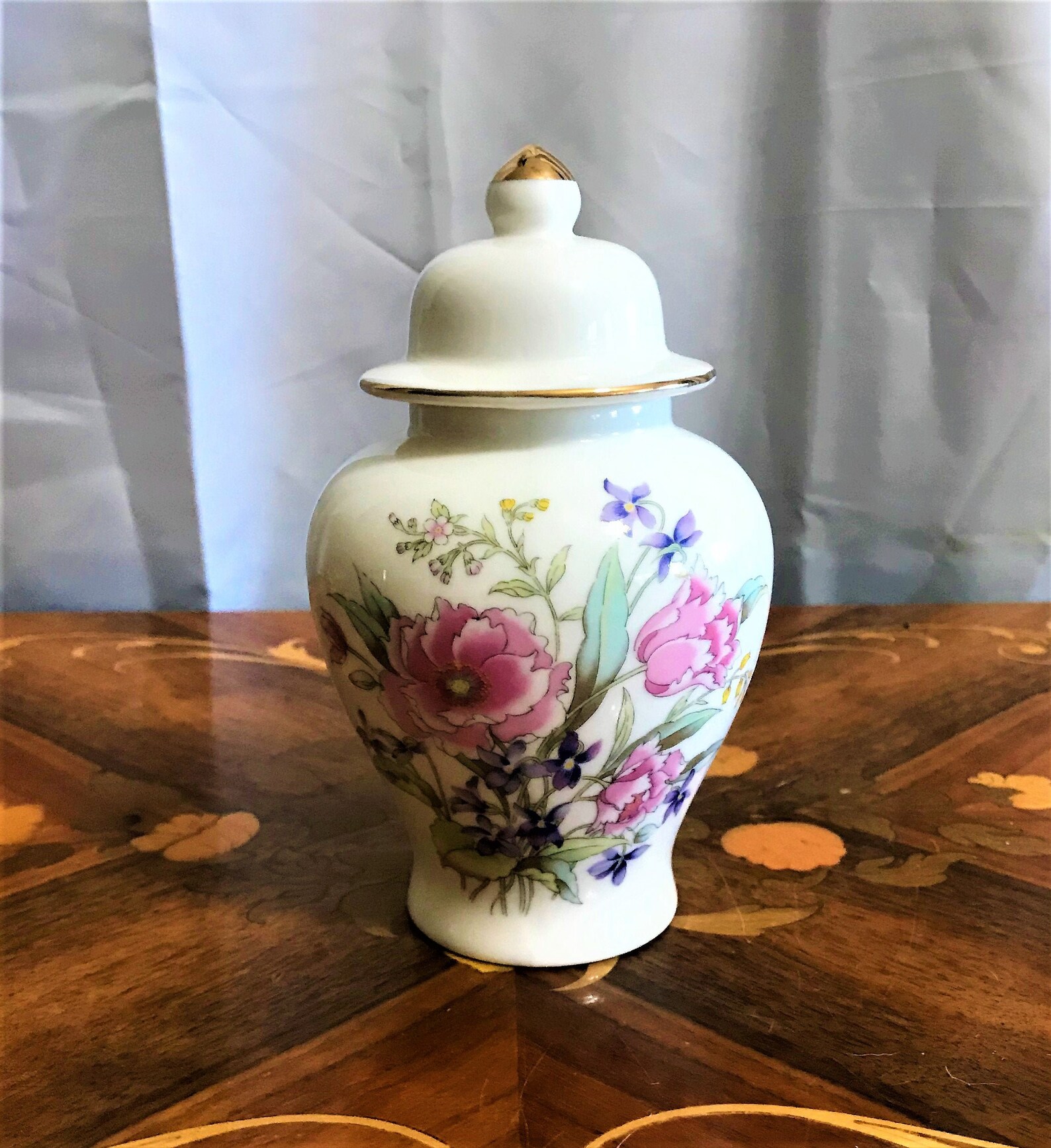 Vintage Porcelain Floral Decor Ginger Jar With Lid Lidded Etsy España