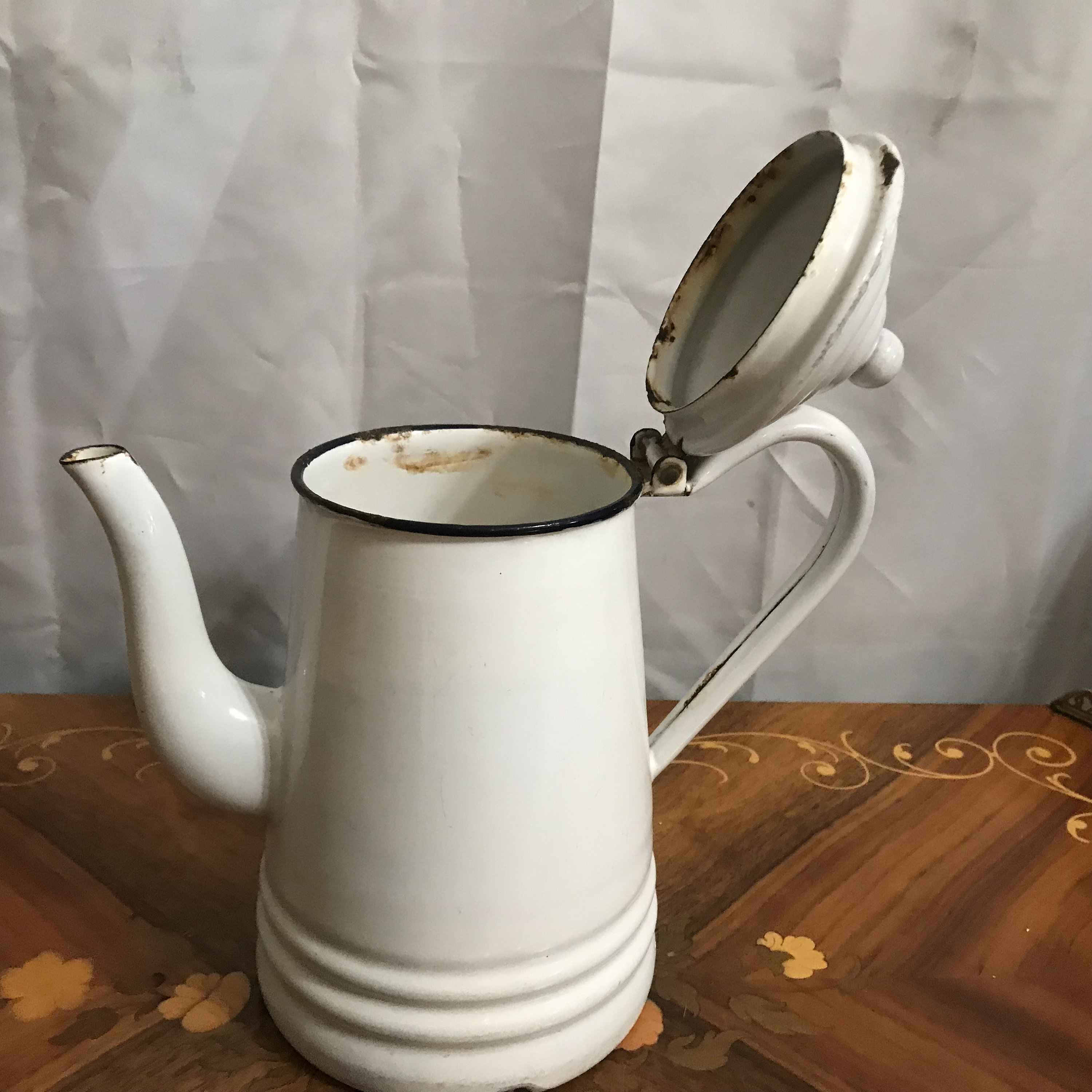 Vintage Enamelware Coffee Pot Cowboy 