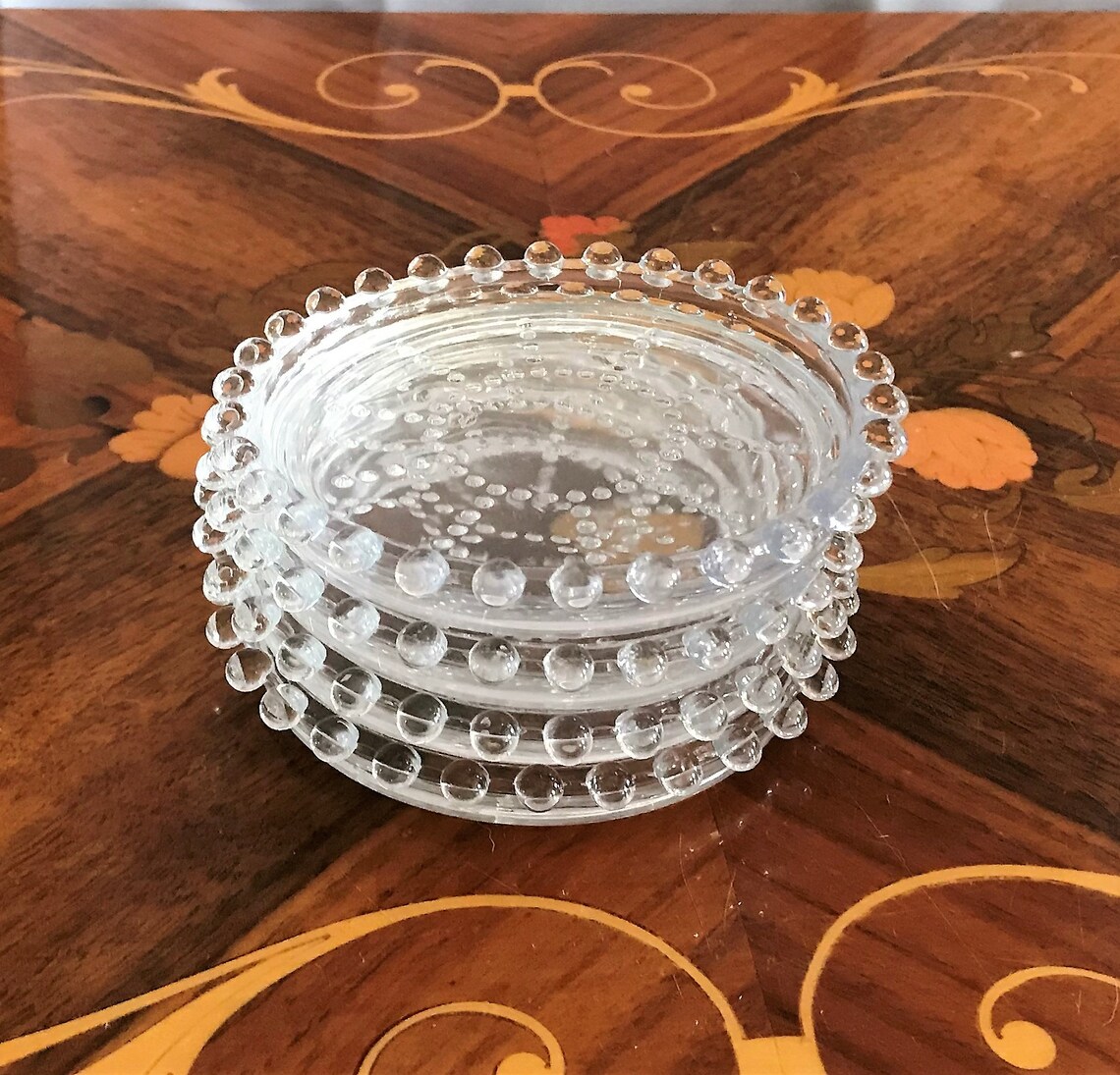 Vintage Imperial Candlewick Glass Coaster Set Etsy
