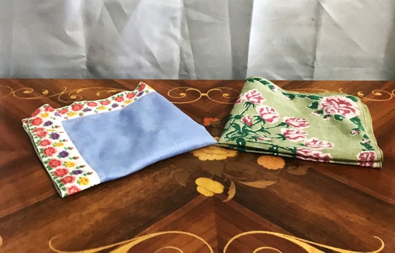 Two Vintage Handkerchiefs, Vintage Hankies, Flora… - image 4