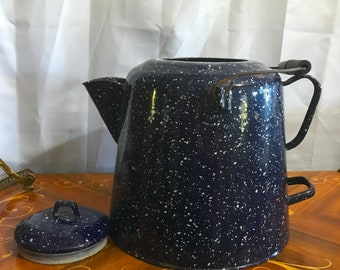 Vintage Graniteware Cowboy Coffee Pot Gray Speckled -  Finland