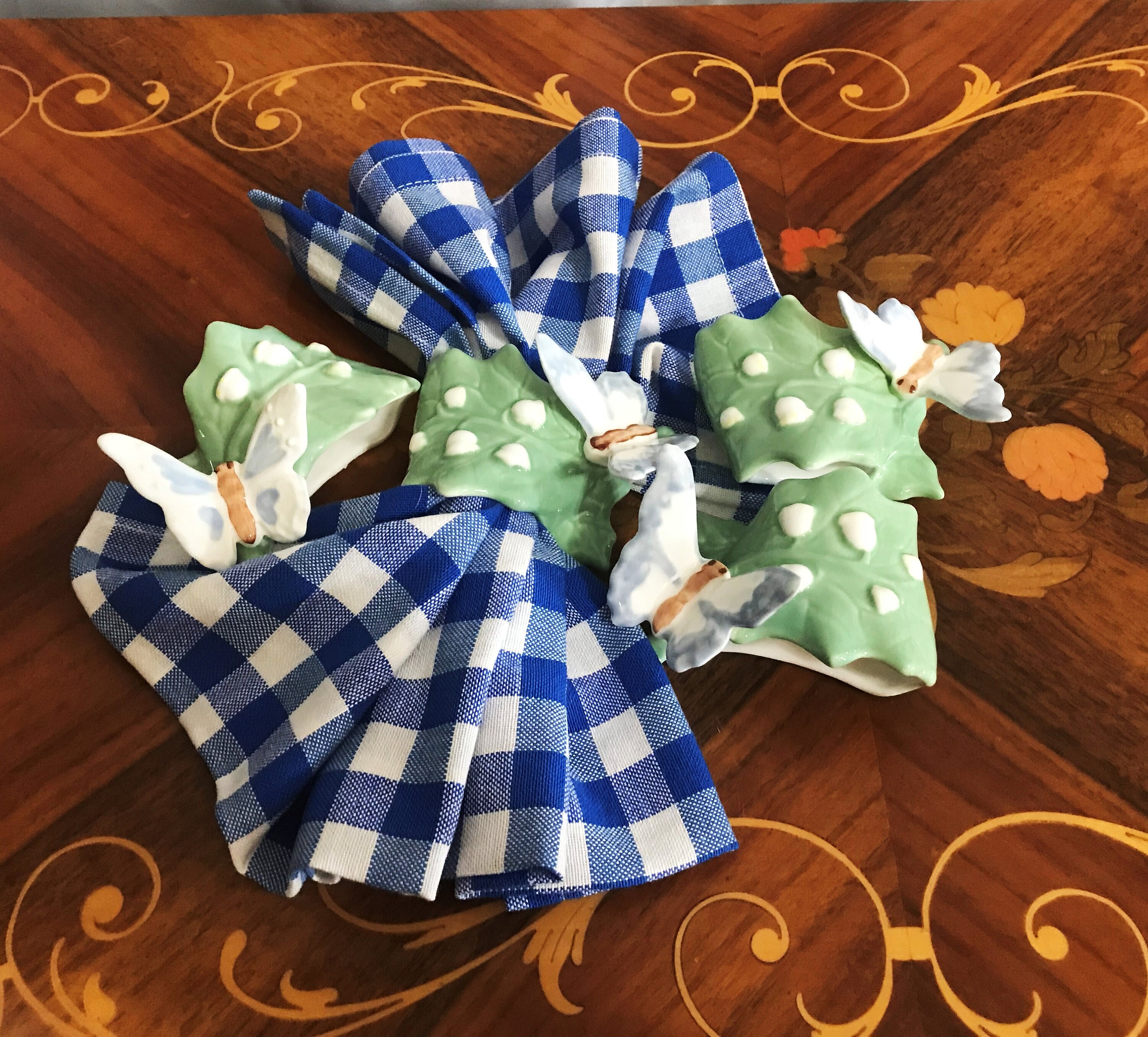 Four Vintage Napkin Rings Blue Winged Butterfly Napkin Rings Home Decor Table Decor Dining And Serving