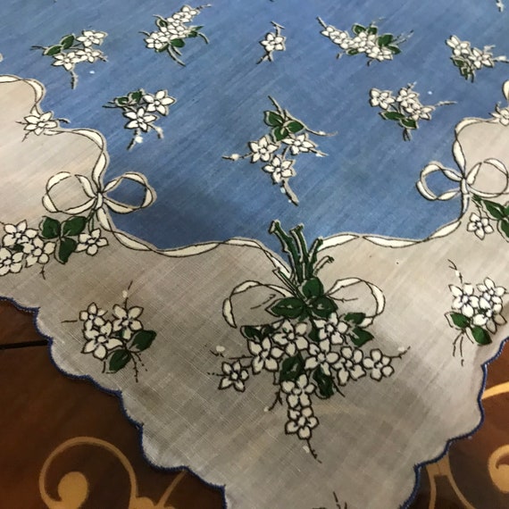 Vintage Floral Handkerchief, Vintage Hankie, Stat… - image 3