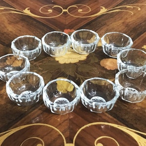Ten Individual Clear Glass Salt Cellars, Salt Dips, Open Salts, Table Decor, Collectible