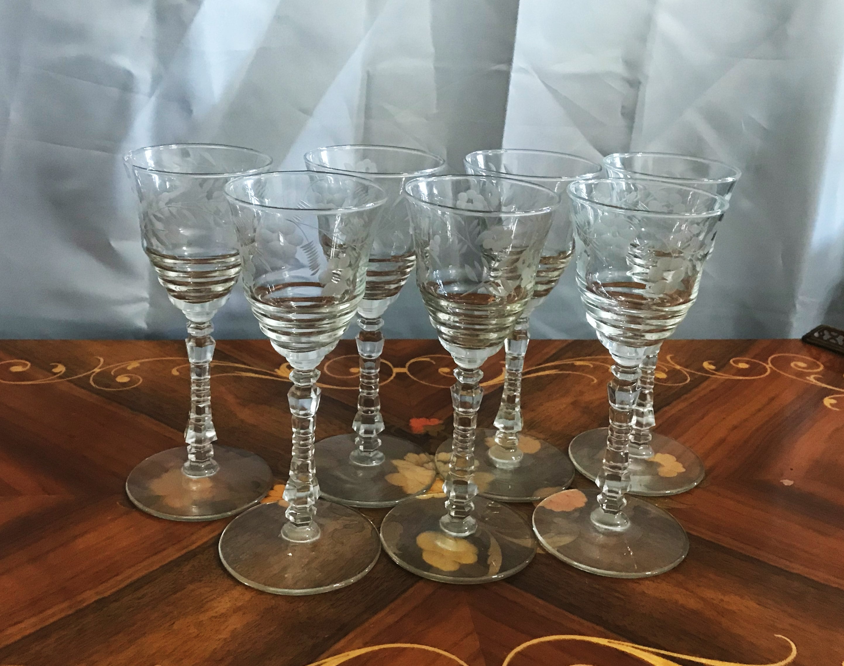 W.A.ソープ著『ENGLISH & IRISH GLASS』アンティークガラス Vintage Libbey Rock Sharpe Cut Crystal Halifax 3005 Pattern Wine