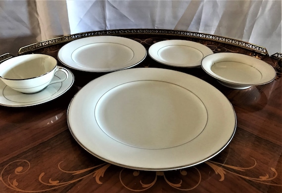 Vintage Noritake Derry China: One 6-piece Place Setting, Platinum