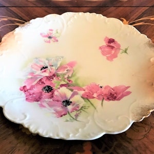 Antique Victorian Hand Painted Plate with A Floral Decor, Unmarked, Fine China Plate, Home Decor