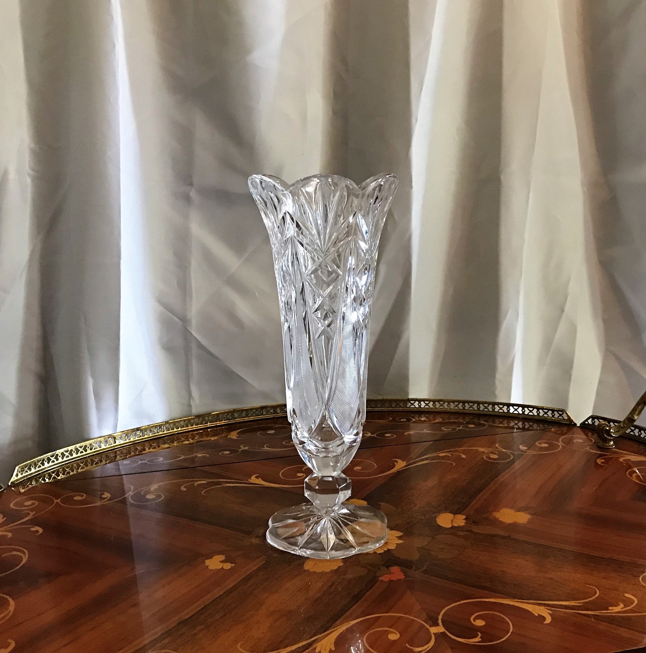 Vintage Lead Crystal Pedestal Vase Home Decor Cut Glass Etsy