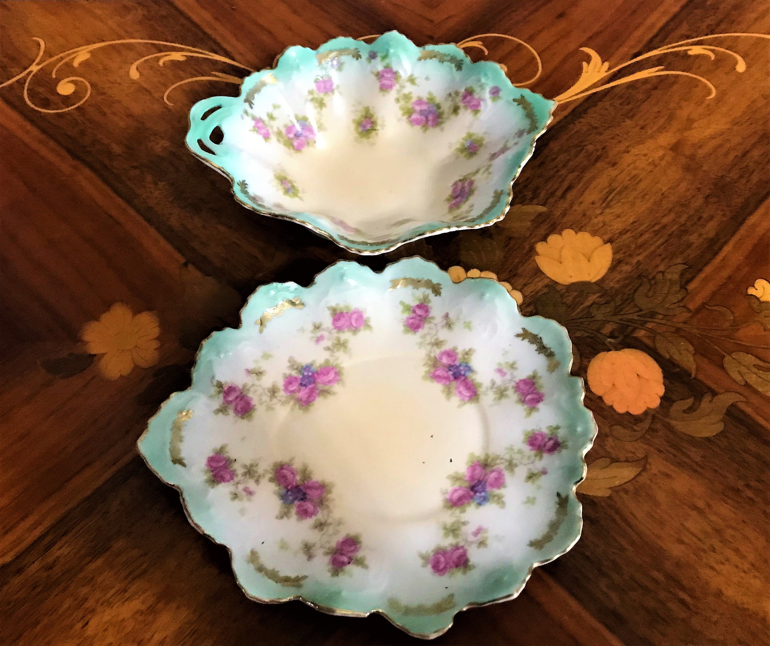 Antique Porcelain Dish, M Z Austria, Moritz Zdekauer, Hand Painted