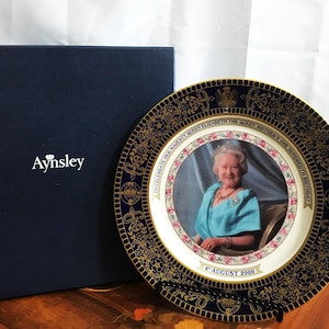 Aynsley Fine Bone China Queen Mother 100th Birthday Plate NEW in Box
