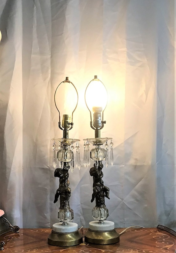 Antique cheap cherub lamp