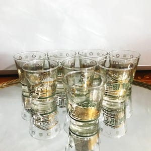 Eight Vintage Canadian Landmarks Rock Glasses Montreal Canadian Expo 1967