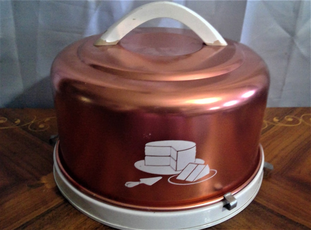 Vintage Copper Cake Carrier White Handle Etsy