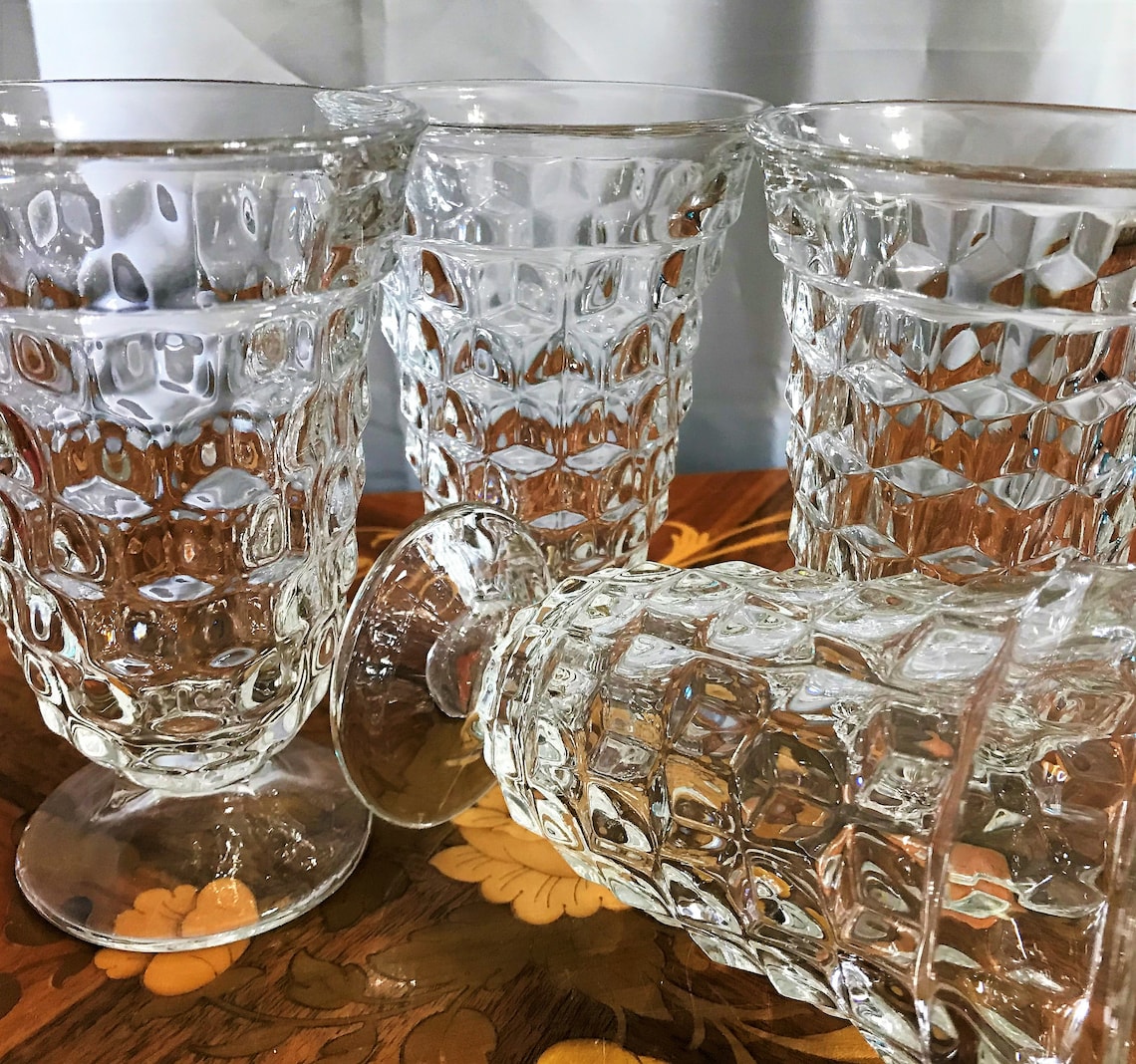 Four Vintage Elegant Glass Fostoria American Ice Tea Glasses Etsy