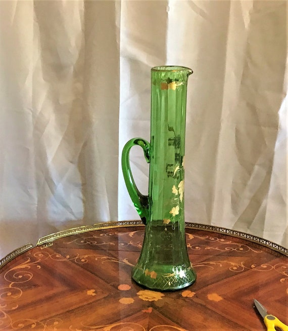 Victorian Green Glass Pitcher (DEB) Victorian Green Glass Pitcher (DEB)