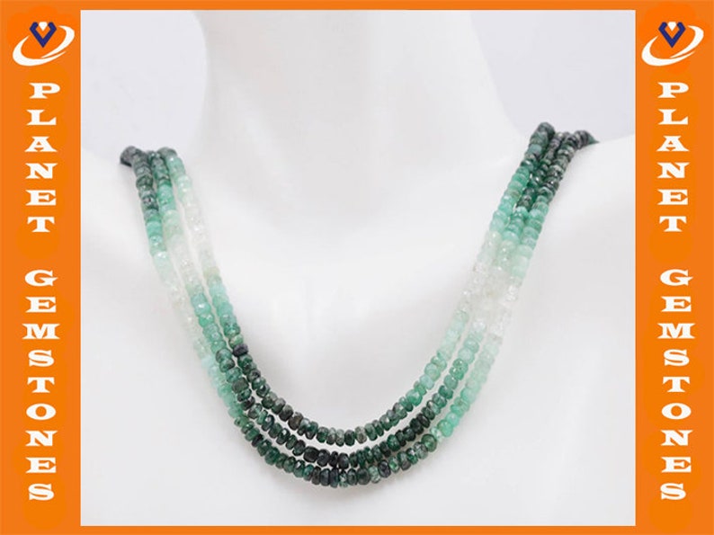 Natural Emerald Necklace Green Emerald Necklace Emerald Beads Green Gemstone beads Emerald stone beads emerald gemstone beads 2-3mm image 1