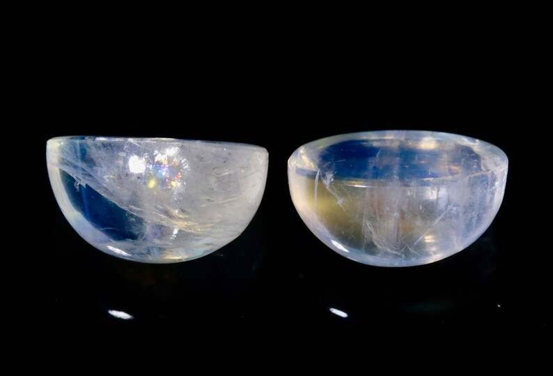 Natural Moonstone Blue moonstone Rainbow Moonstone June Birthstone Moonstone DIY jewelry Supplies Moonstone cabs 13x10mm 2 pcs 16.86ct