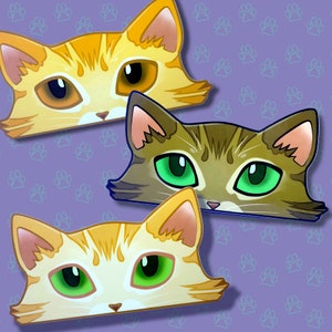 Cat-Window-Peeker Cat Peeking Sticker |Cat Face Sticker| Orange-Brown-Blonde 5.5"x2.84"