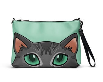 Grey Peeker Crossbody Bag | 11" x 8" Handbag